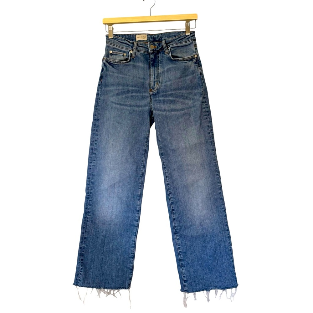 Pilcro High Rise Blue Jeans Raw Hem Women’s Size 26 Straight Leg Casual Stretch